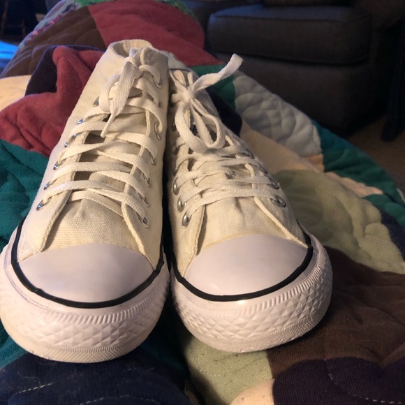 Converse White High Tops with Logo Patch - Picture 4 of 12